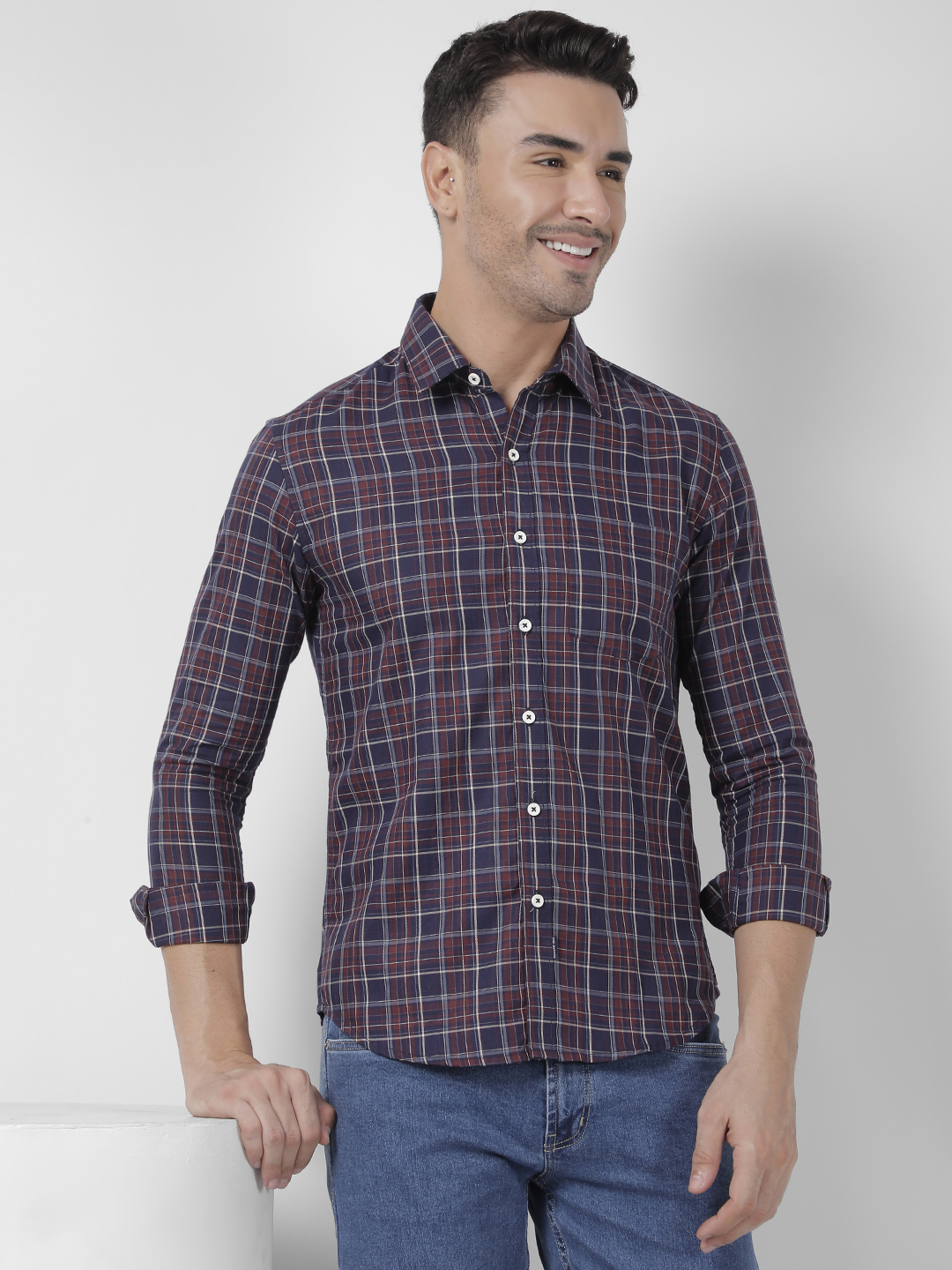 Numero Uno Men Checkered Maroon Shirt